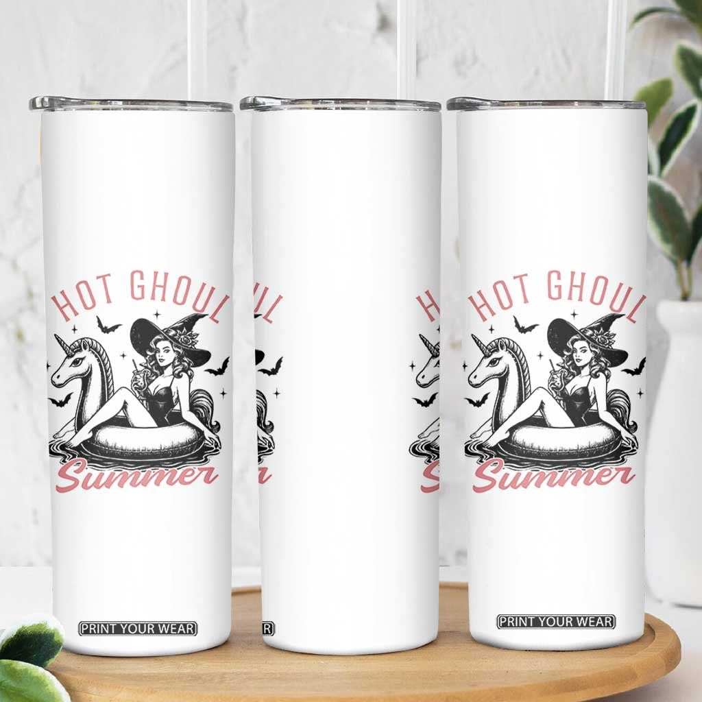Hot Ghoul Summer Skinny Tumbler Retro Pin Up Witch Summerween Summer Beach Halloween Vibes TS02 Print Your Wear