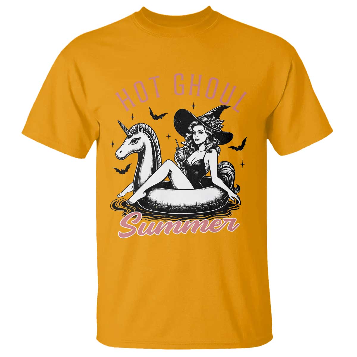 Hot Ghoul Summer T Shirt Retro Pin Up Witch Summerween Summer Beach Halloween Vibes TS02 Gold Print Your Wear