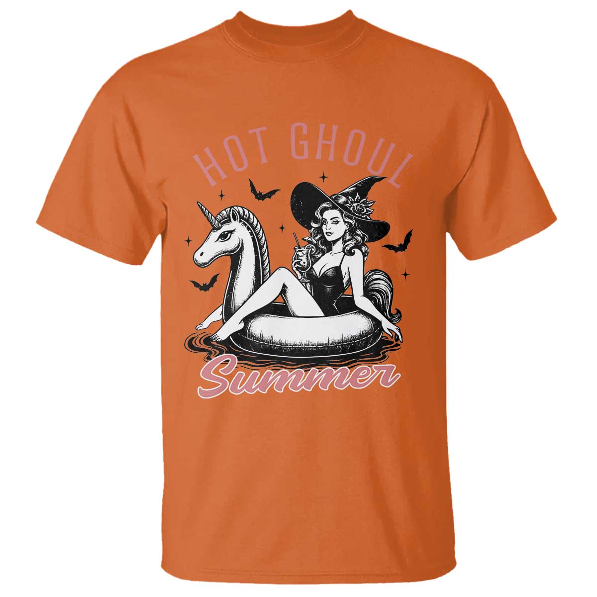 Hot Ghoul Summer T Shirt Retro Pin Up Witch Summerween Summer Beach Halloween Vibes TS02 Orange Print Your Wear