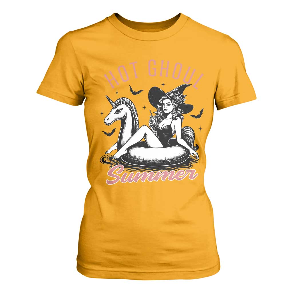 Hot Ghoul Summer T Shirt For Women Retro Pin Up Witch Summerween Summer Beach Halloween Vibes TS02 Gold Print Your Wear