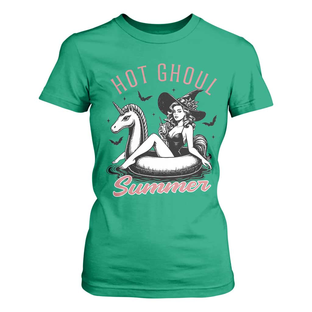 Hot Ghoul Summer T Shirt For Women Retro Pin Up Witch Summerween Summer Beach Halloween Vibes TS02 Irish Green Print Your Wear