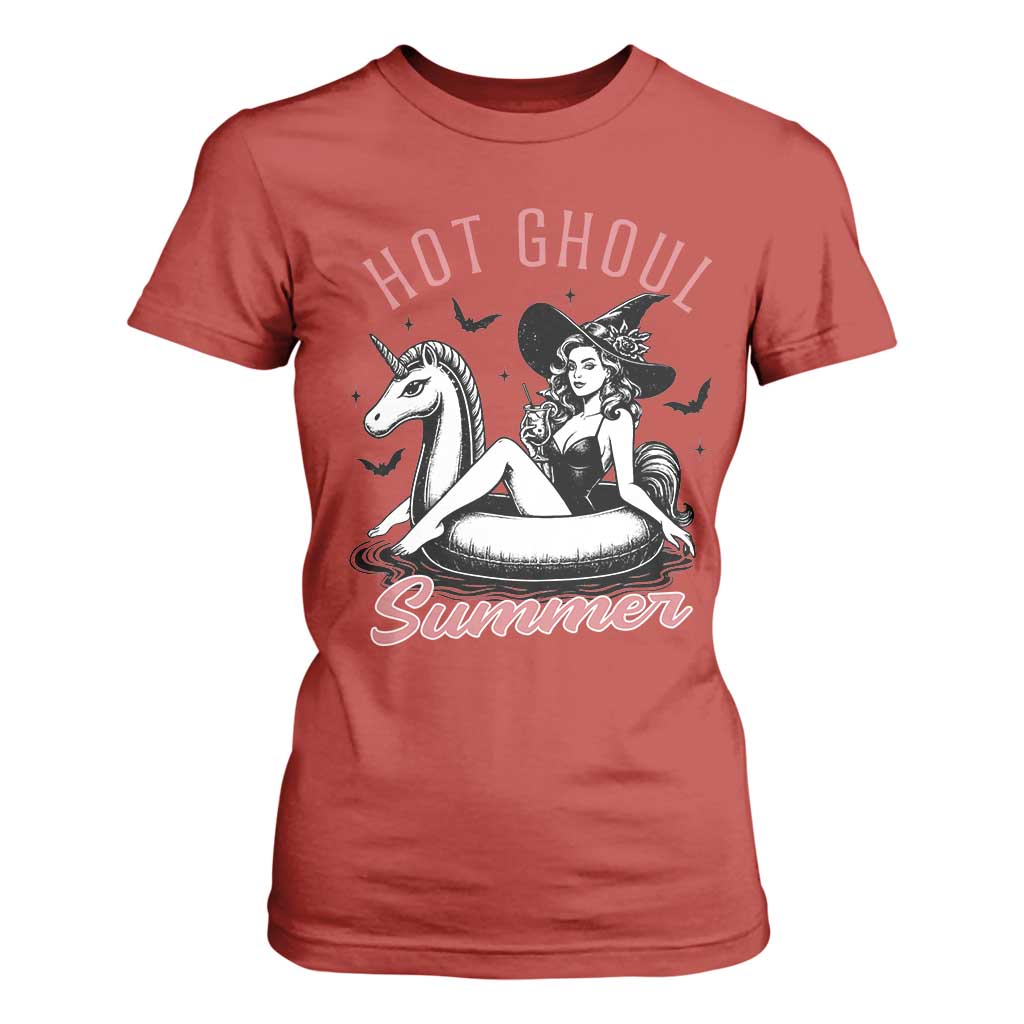 Hot Ghoul Summer T Shirt For Women Retro Pin Up Witch Summerween Summer Beach Halloween Vibes TS02 Red Print Your Wear
