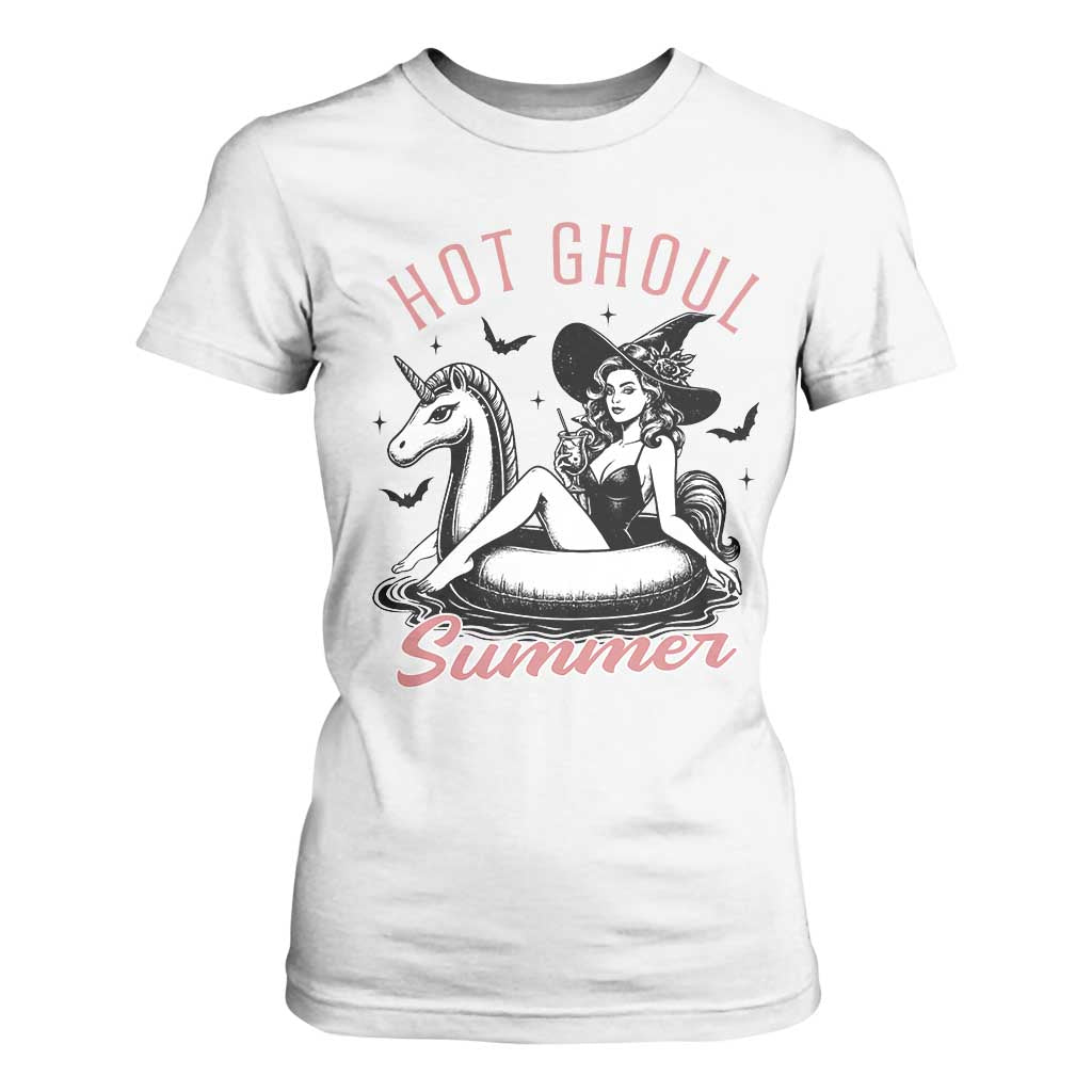 Hot Ghoul Summer T Shirt For Women Retro Pin Up Witch Summerween Summer Beach Halloween Vibes TS02 White Print Your Wear