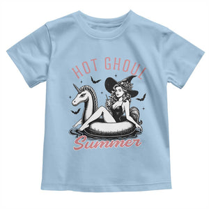 Hot Ghoul Summer Toddler T Shirt Retro Pin Up Witch Summerween Summer Beach Halloween Vibes TS02 Light Blue Print Your Wear