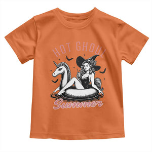 Hot Ghoul Summer Toddler T Shirt Retro Pin Up Witch Summerween Summer Beach Halloween Vibes TS02 Orange Print Your Wear