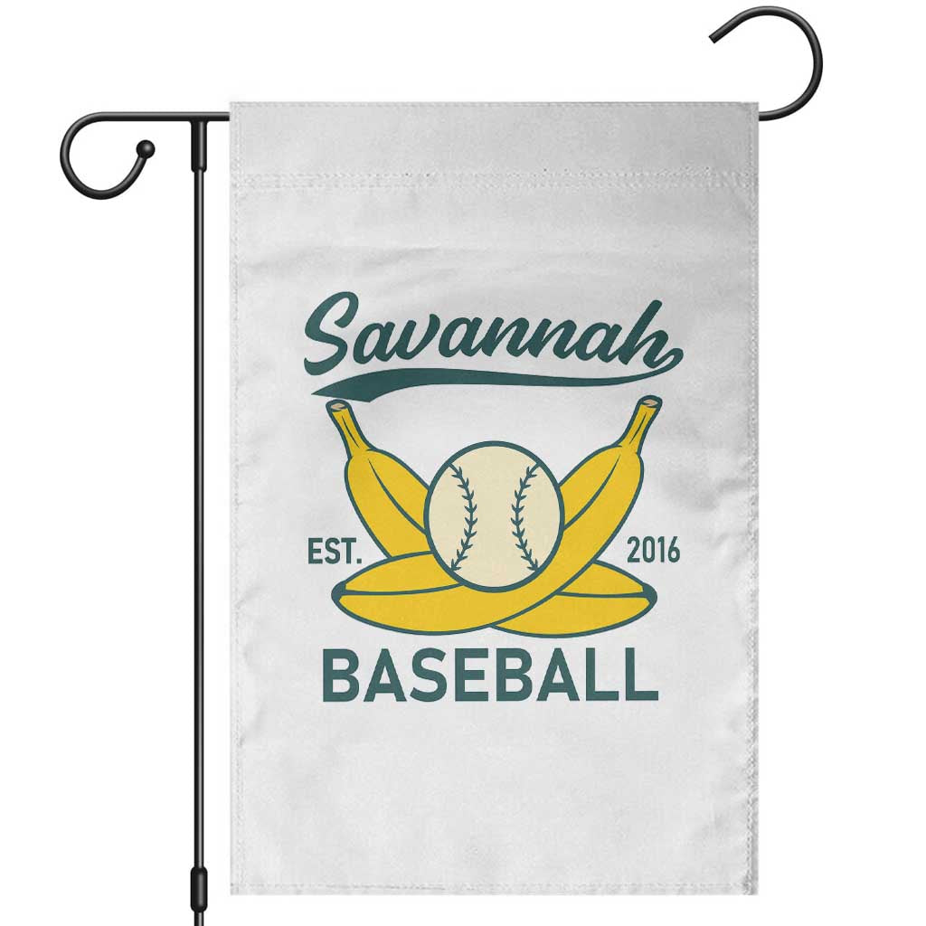 Retro Savannah Baseball Est. 2016 Garden Flag Funny Banana and Ball Vintage Sports TS02 White Print Your Wear
