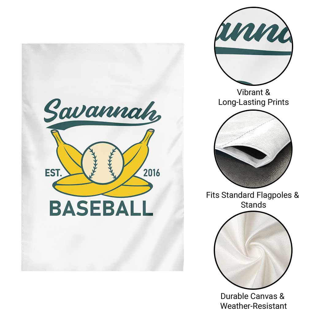 Retro Savannah Baseball Est. 2016 Garden Flag Funny Banana and Ball Vintage Sports TS02 Print Your Wear