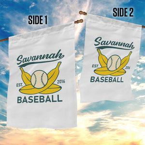Retro Savannah Baseball Est. 2016 Garden Flag Funny Banana and Ball Vintage Sports TS02 Print Your Wear