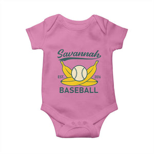 Retro Savannah Baseball Est. 2016 Baby Onesie Funny Banana and Ball Vintage Sports TS02 Azalea Print Your Wear