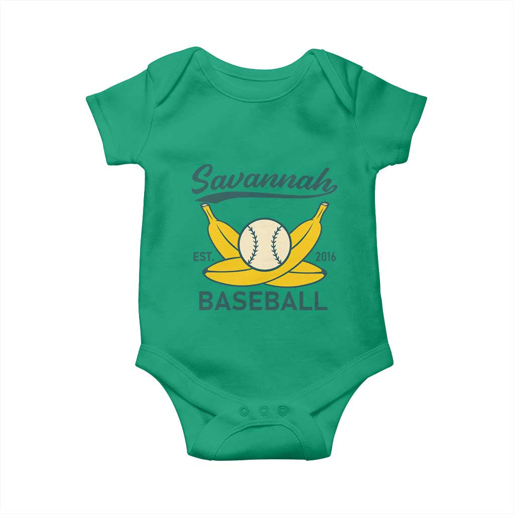Retro Savannah Baseball Est. 2016 Baby Onesie Funny Banana and Ball Vintage Sports TS02 Irish Green Print Your Wear