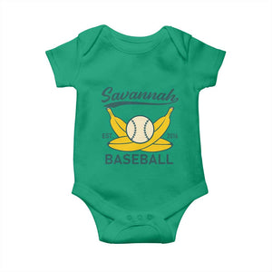 Retro Savannah Baseball Est. 2016 Baby Onesie Funny Banana and Ball Vintage Sports TS02 Irish Green Print Your Wear