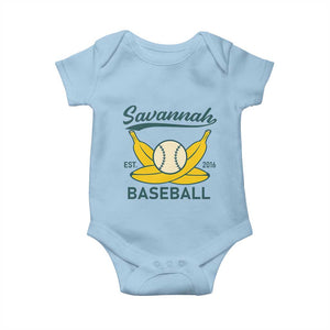 Retro Savannah Baseball Est. 2016 Baby Onesie Funny Banana and Ball Vintage Sports TS02 Light Blue Print Your Wear