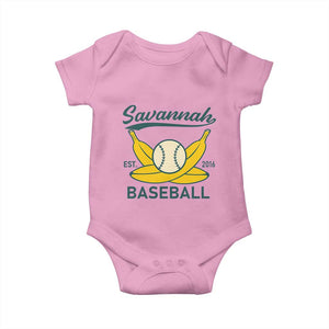 Retro Savannah Baseball Est. 2016 Baby Onesie Funny Banana and Ball Vintage Sports TS02 Light Pink Print Your Wear