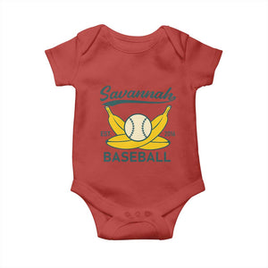 Retro Savannah Baseball Est. 2016 Baby Onesie Funny Banana and Ball Vintage Sports TS02 Red Print Your Wear