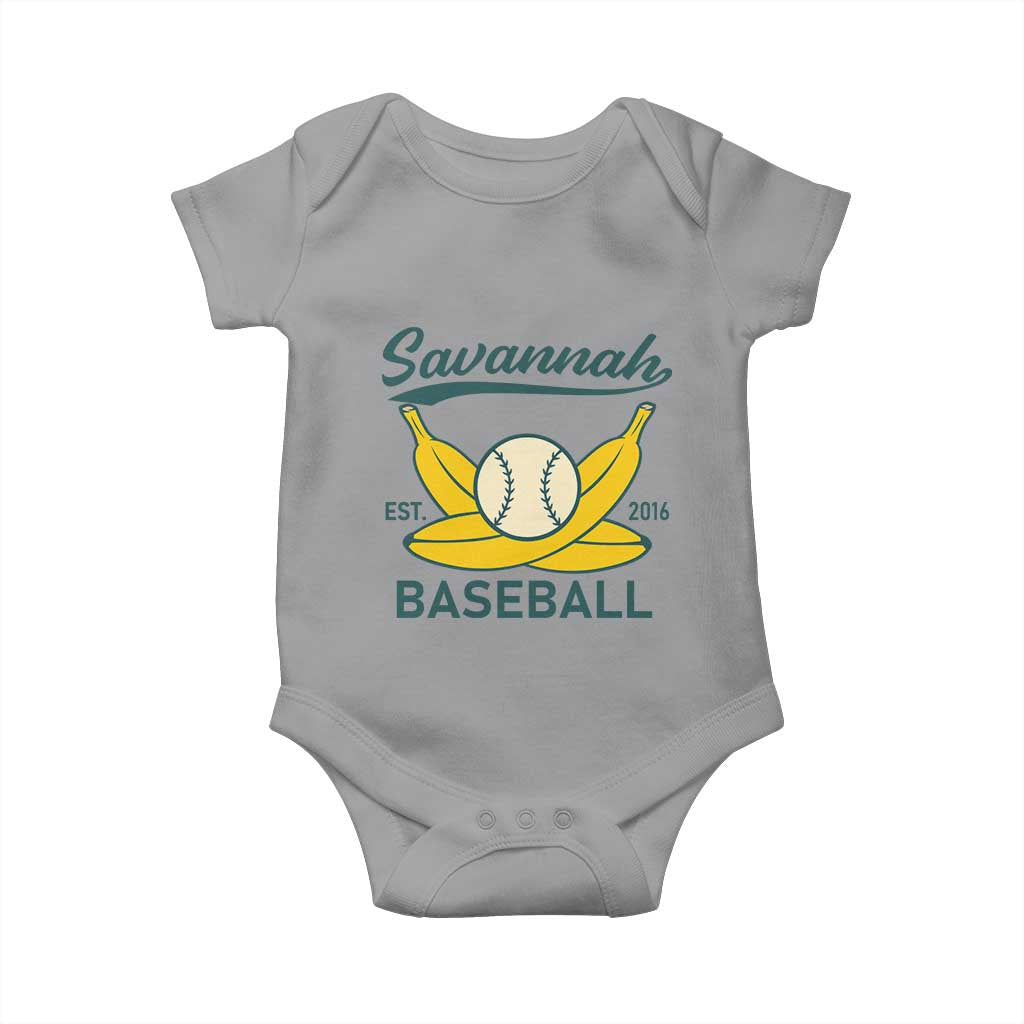 Retro Savannah Baseball Est. 2016 Baby Onesie Funny Banana and Ball Vintage Sports TS02 Sport Gray Print Your Wear