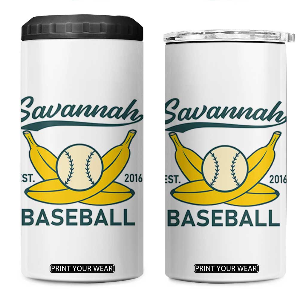 Retro Savannah Baseball Est. 2016 4 in 1 Can Cooler Tumbler Funny Banana and Ball Vintage Sports TS02 One Size: 16 oz White Print Your Wear