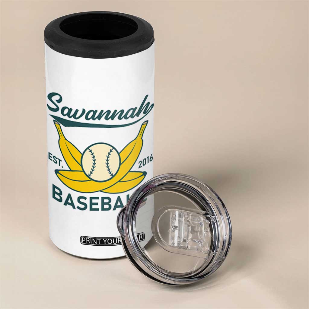 Retro Savannah Baseball Est. 2016 4 in 1 Can Cooler Tumbler Funny Banana and Ball Vintage Sports TS02 Print Your Wear