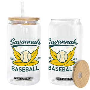 Retro Savannah Baseball Est. 2016 Glass Can Funny Banana and Ball Vintage Sports TS02 Print Your Wear