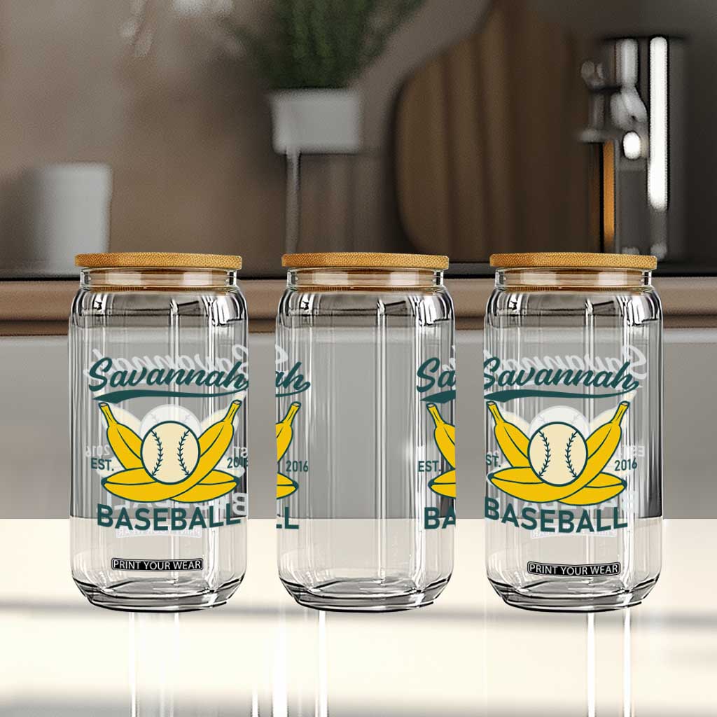 Retro Savannah Baseball Est. 2016 Glass Can Funny Banana and Ball Vintage Sports TS02 Print Your Wear