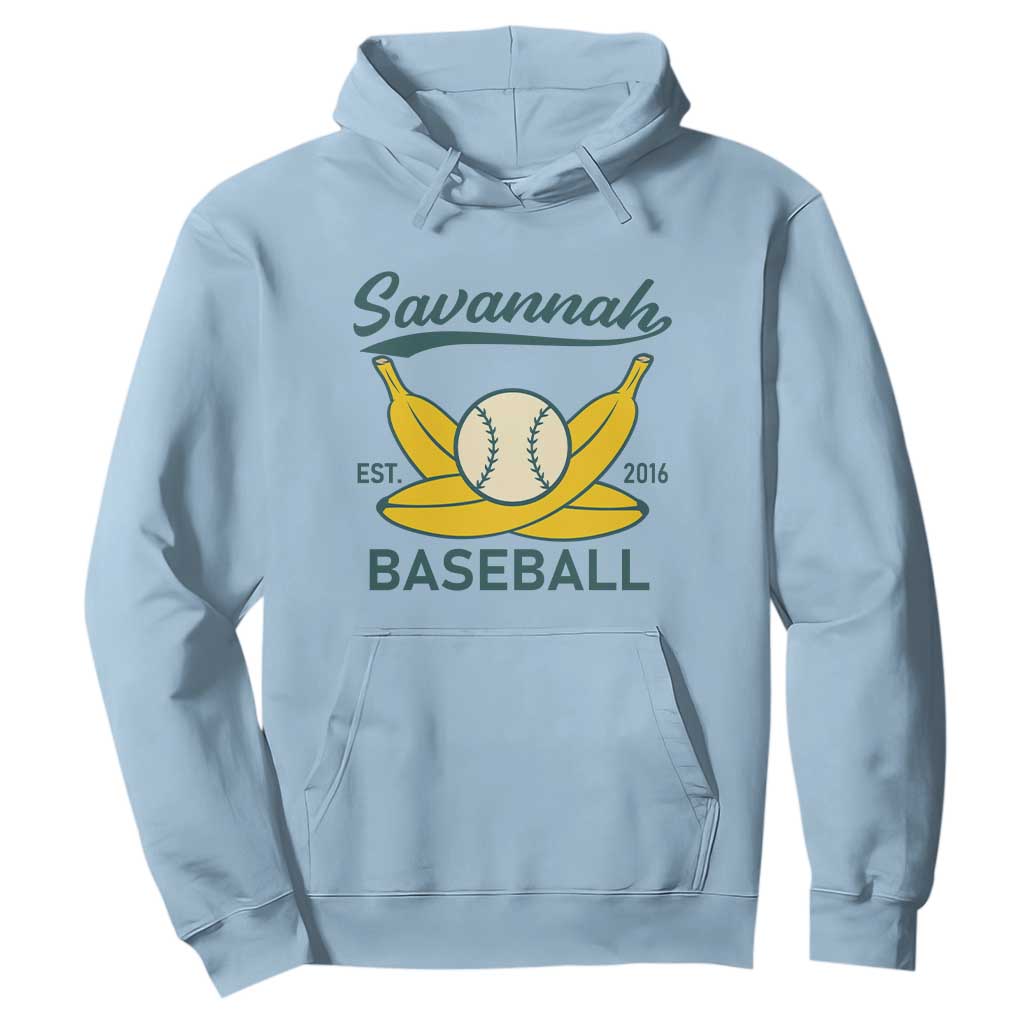 Retro Savannah Baseball Est. 2016 Hoodie Funny Banana and Ball Vintage Sports TS02 Light Blue Print Your Wear