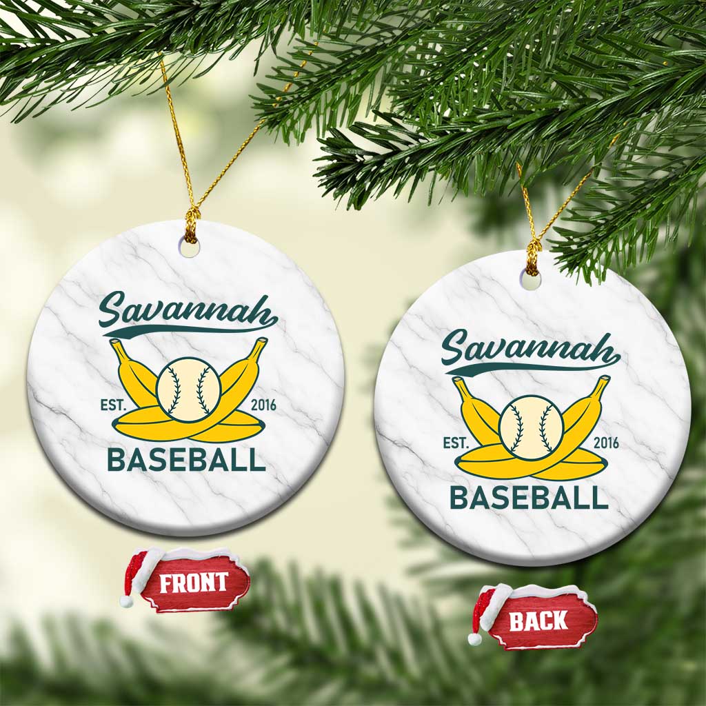 Retro Savannah Baseball Est. 2016 Ceramic Ornament Funny Banana and Ball Vintage Sports TS02 1pc White Marble Print Your Wear