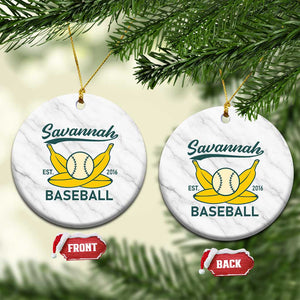 Retro Savannah Baseball Est. 2016 Ceramic Ornament Funny Banana and Ball Vintage Sports TS02 1pc White Marble Print Your Wear