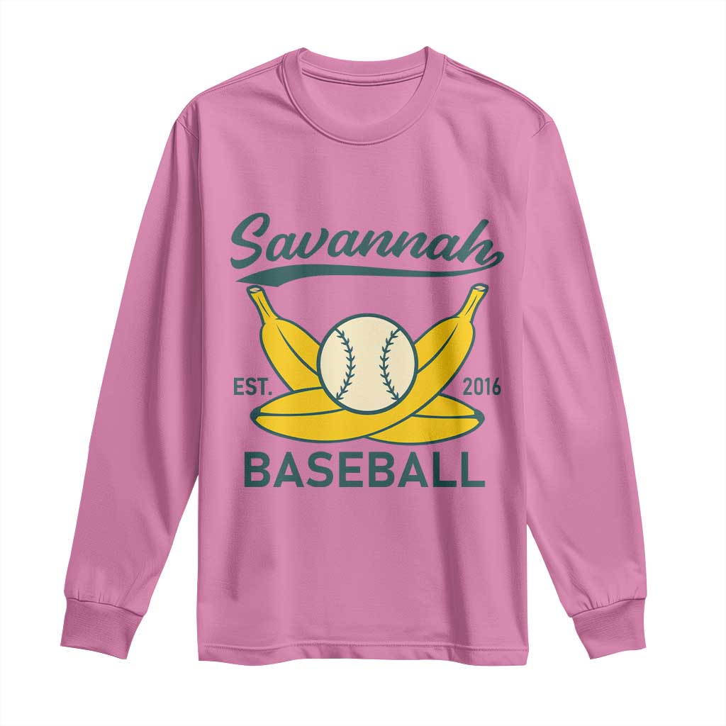 Retro Savannah Baseball Est. 2016 Long Sleeve Shirt Funny Banana and Ball Vintage Sports TS02 Azalea Print Your Wear