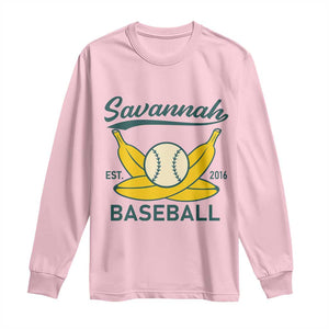 Retro Savannah Baseball Est. 2016 Long Sleeve Shirt Funny Banana and Ball Vintage Sports TS02 Light Pink Print Your Wear