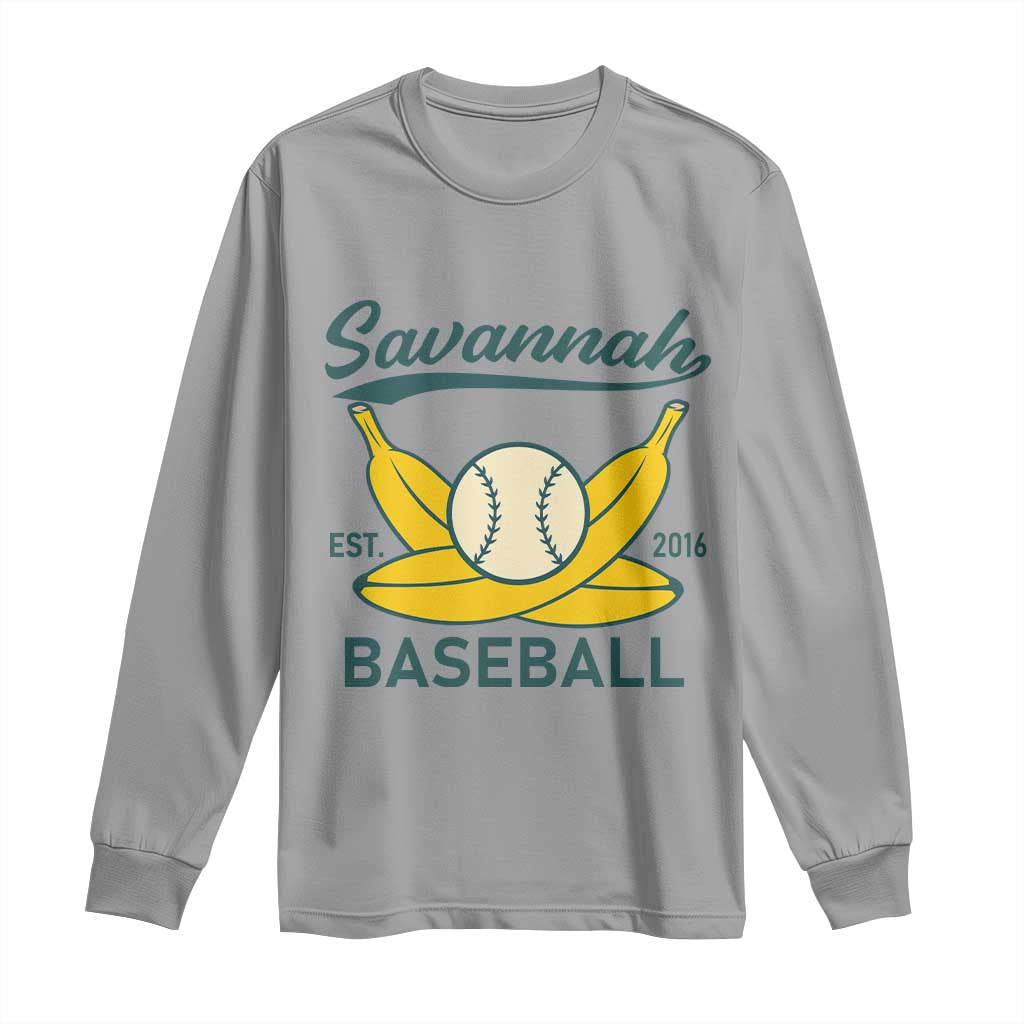 Retro Savannah Baseball Est. 2016 Long Sleeve Shirt Funny Banana and Ball Vintage Sports TS02 Sport Gray Print Your Wear
