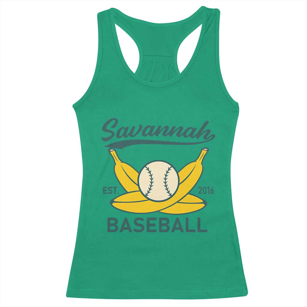 Retro Savannah Baseball Est. 2016 Racerback Tank Top Funny Banana and Ball Vintage Sports TS02 Irish Green Print Your Wear