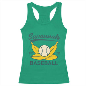 Retro Savannah Baseball Est. 2016 Racerback Tank Top Funny Banana and Ball Vintage Sports TS02 Irish Green Print Your Wear