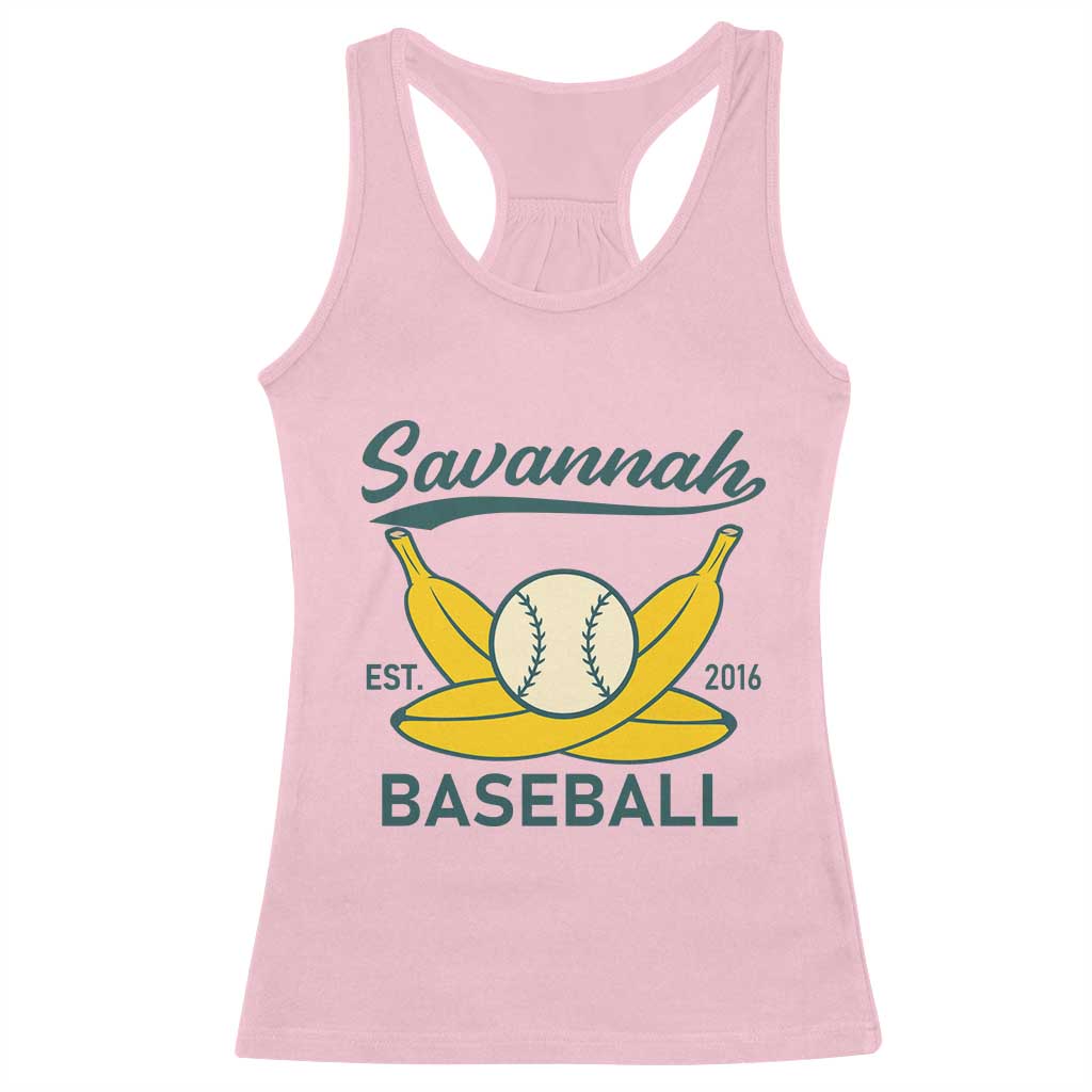 Retro Savannah Baseball Est. 2016 Racerback Tank Top Funny Banana and Ball Vintage Sports TS02 Light Pink Print Your Wear