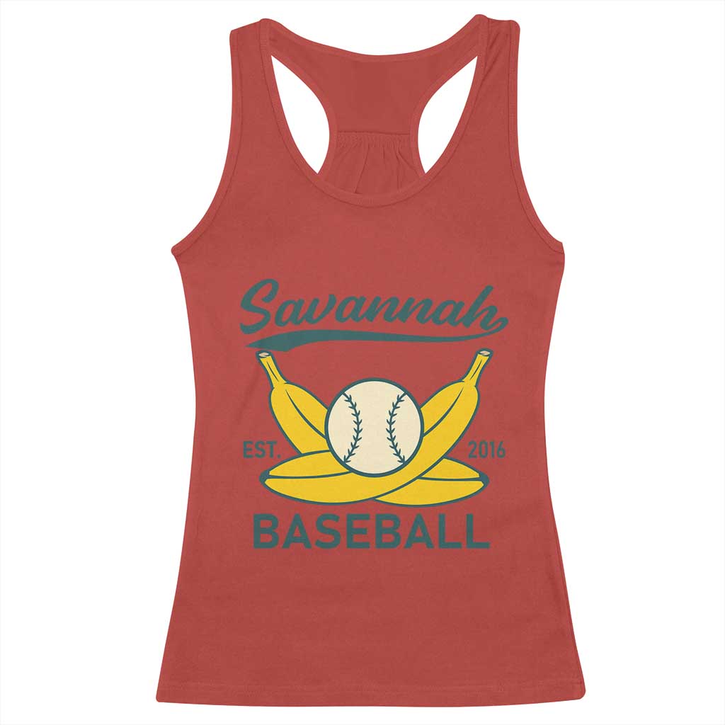 Retro Savannah Baseball Est. 2016 Racerback Tank Top Funny Banana and Ball Vintage Sports TS02 Red Print Your Wear
