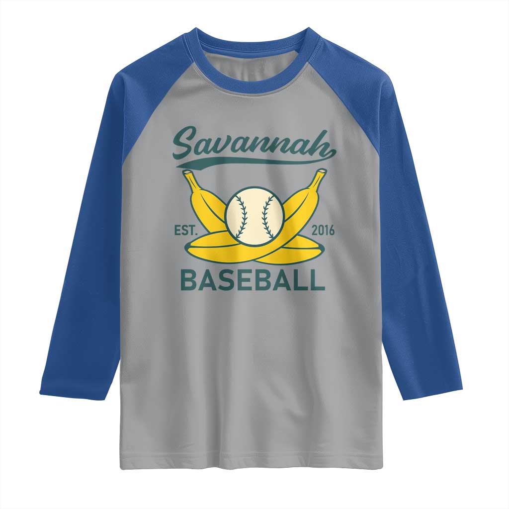 Retro Savannah Baseball Est. 2016 Raglan Shirt Funny Banana and Ball Vintage Sports TS02 Sport Gray Royal Print Your Wear