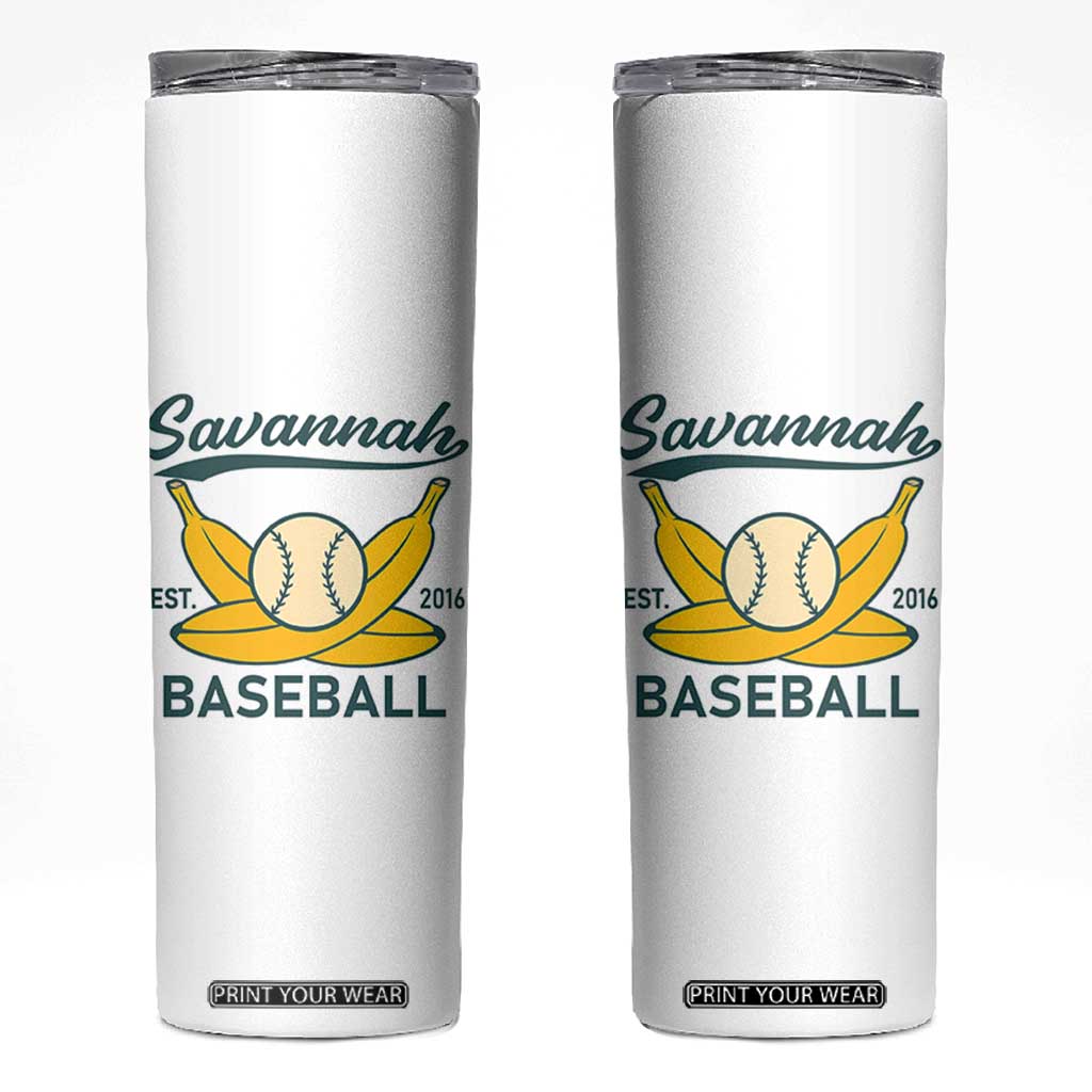 Retro Savannah Baseball Est. 2016 Skinny Tumbler Funny Banana and Ball Vintage Sports TS02 White Print Your Wear