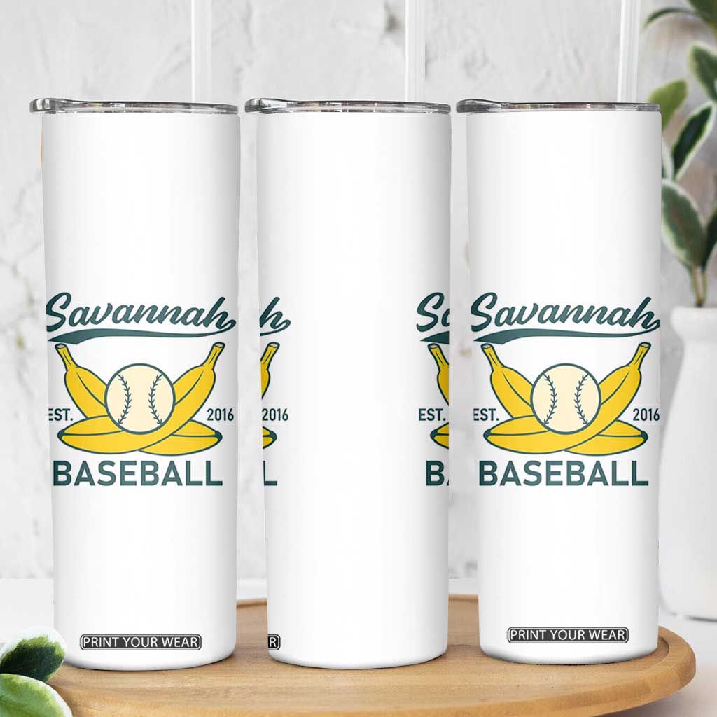 Retro Savannah Baseball Est. 2016 Skinny Tumbler Funny Banana and Ball Vintage Sports TS02 Print Your Wear