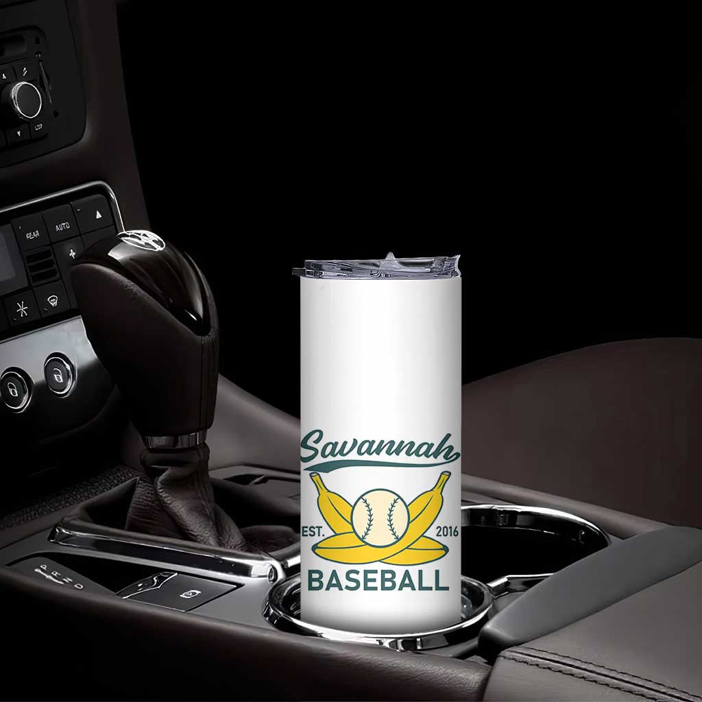 Retro Savannah Baseball Est. 2016 Skinny Tumbler Funny Banana and Ball Vintage Sports TS02 Print Your Wear