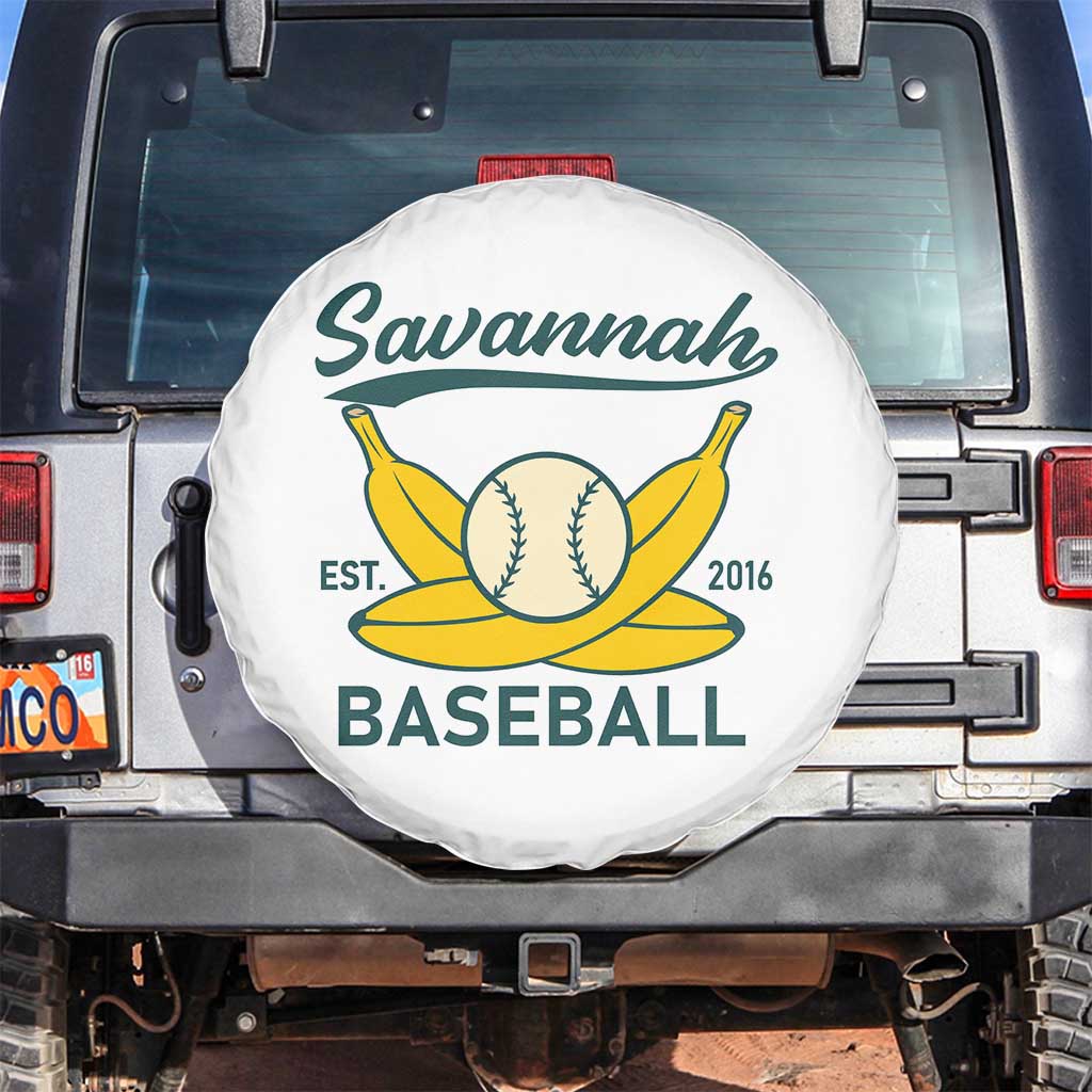 Retro Savannah Baseball Est. 2016 Spare Tire Cover Funny Banana and Ball Vintage Sports TS02 No hole White Print Your Wear