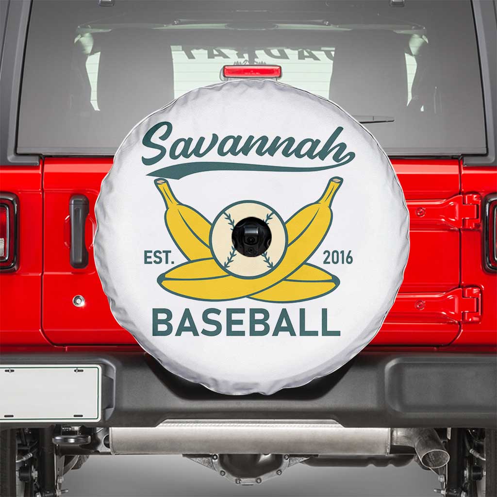 Retro Savannah Baseball Est. 2016 Spare Tire Cover Funny Banana and Ball Vintage Sports TS02 White Print Your Wear