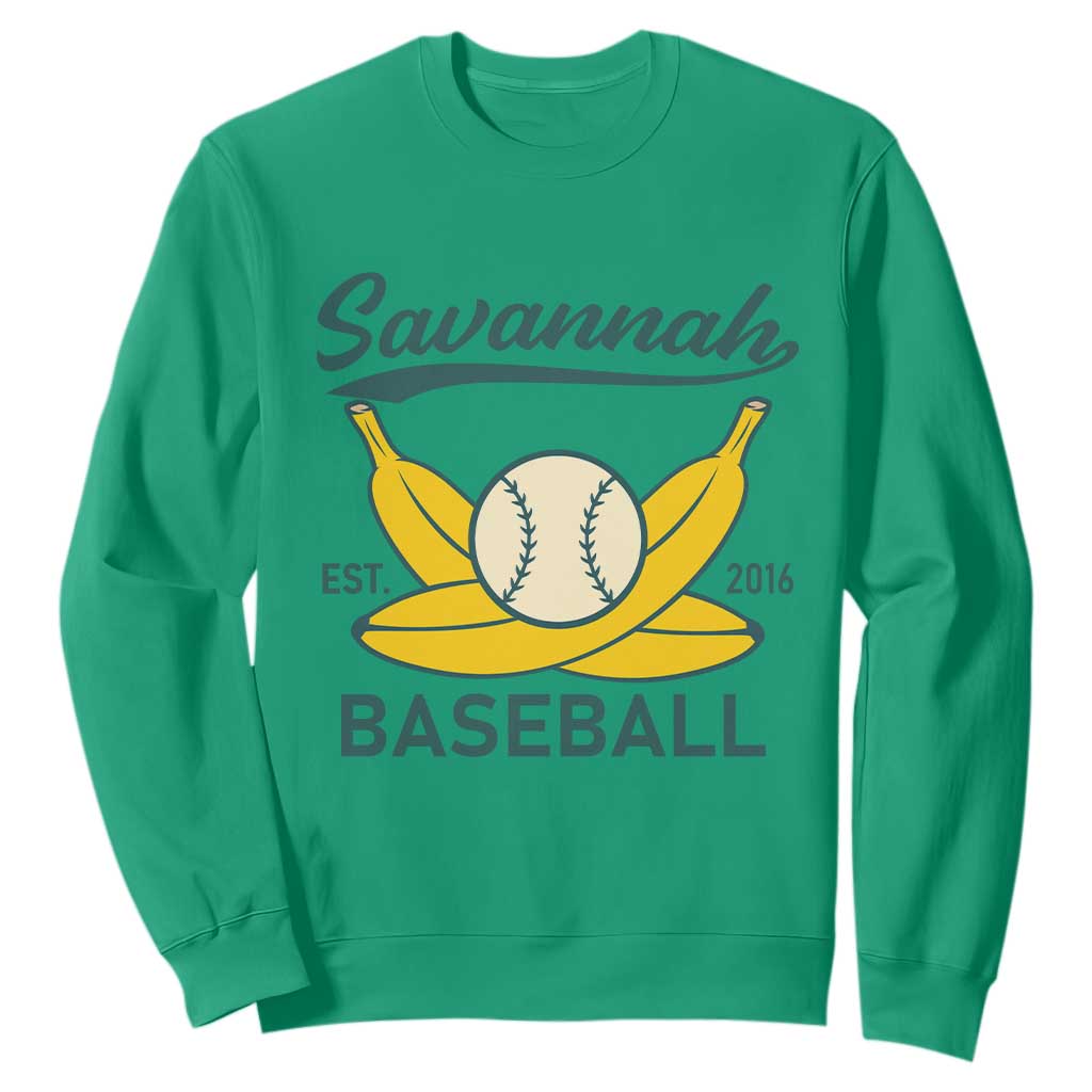 Retro Savannah Baseball Est. 2016 Sweatshirt Funny Banana and Ball Vintage Sports TS02 Irish Green Print Your Wear