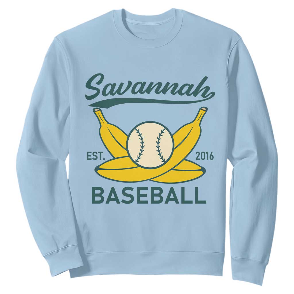 Retro Savannah Baseball Est. 2016 Sweatshirt Funny Banana and Ball Vintage Sports TS02 Light Blue Print Your Wear