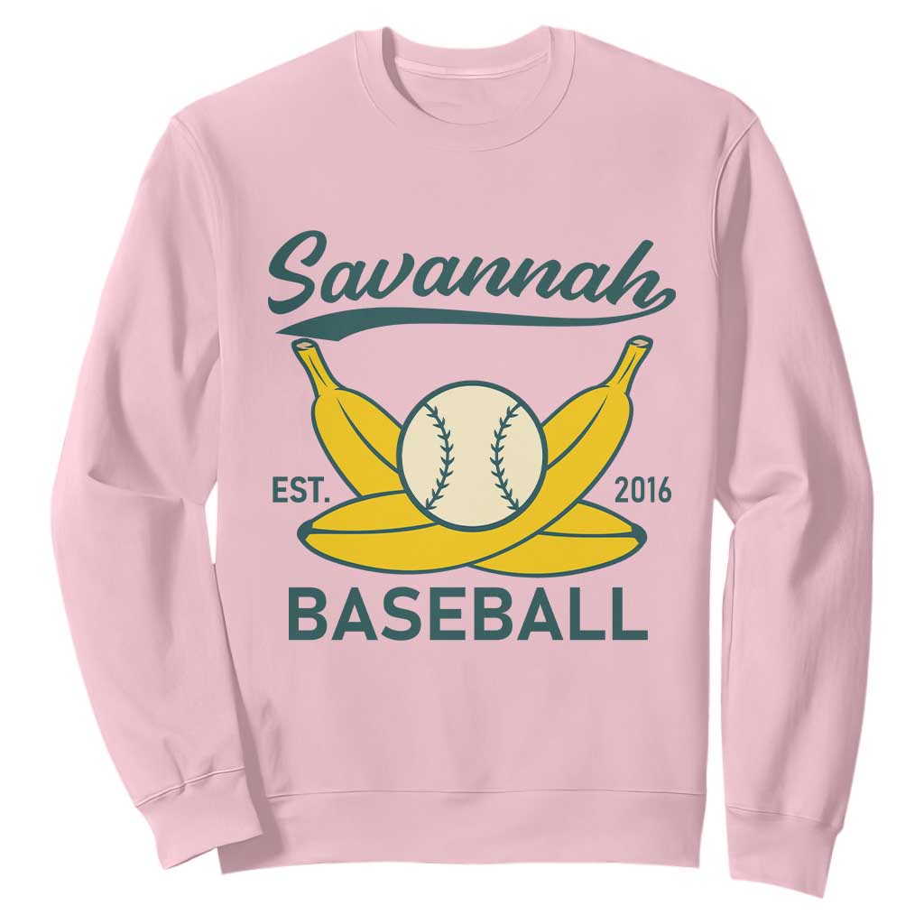 Retro Savannah Baseball Est. 2016 Sweatshirt Funny Banana and Ball Vintage Sports TS02 Light Pink Print Your Wear