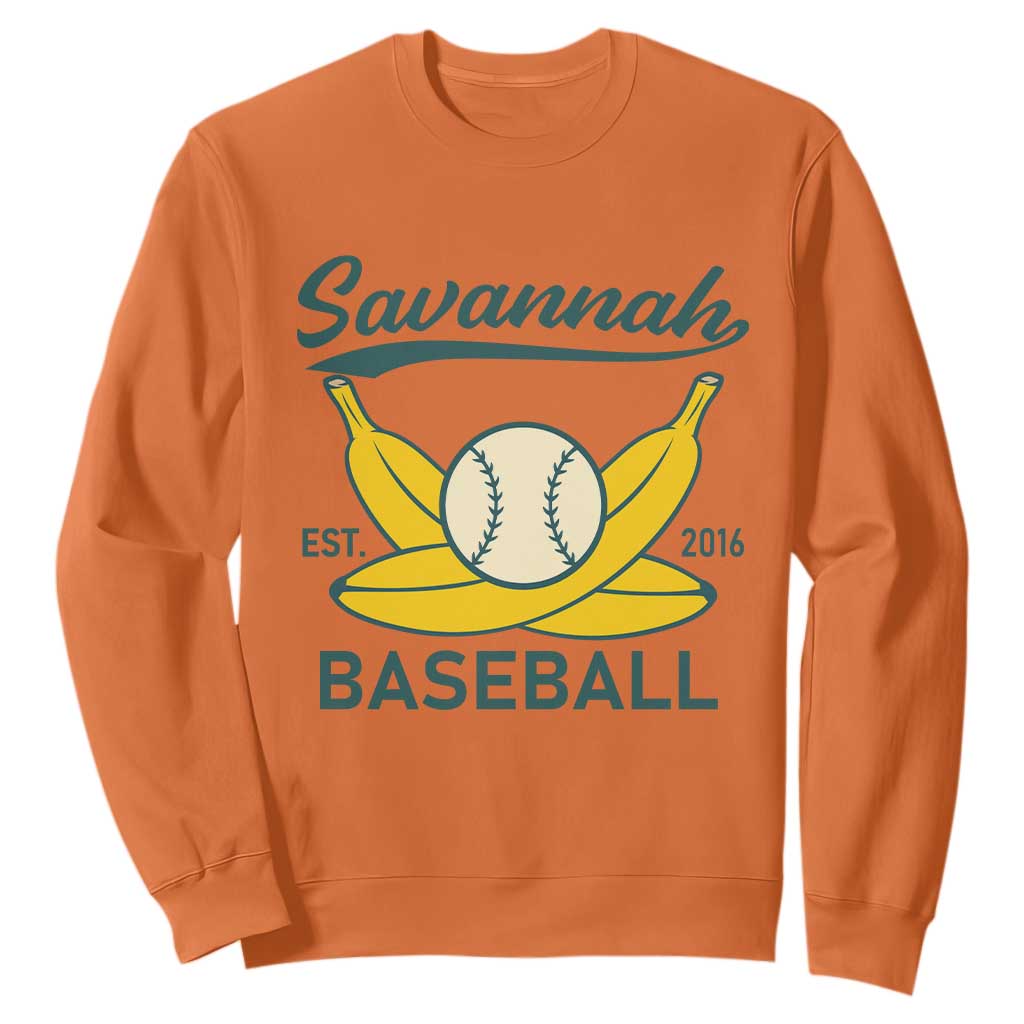 Retro Savannah Baseball Est. 2016 Sweatshirt Funny Banana and Ball Vintage Sports TS02 Orange Print Your Wear