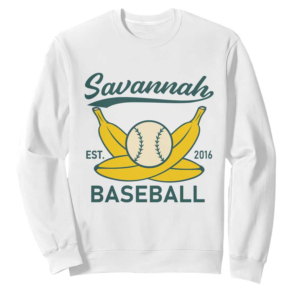 Retro Savannah Baseball Est. 2016 Sweatshirt Funny Banana and Ball Vintage Sports TS02 White Print Your Wear