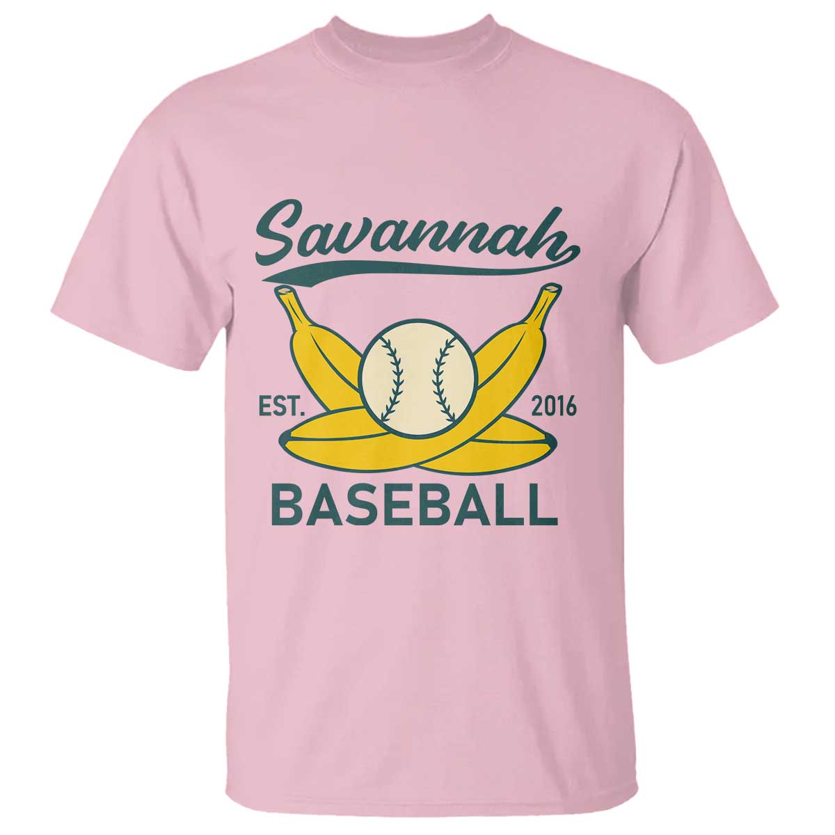 Retro Savannah Baseball Est. 2016 T Shirt Funny Banana and Ball Vintage Sports TS02 Light Pink Print Your Wear