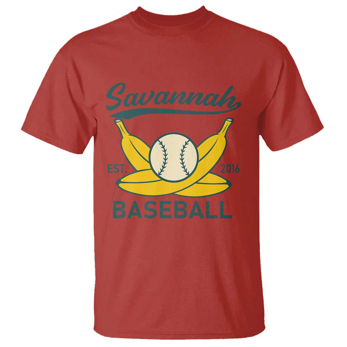 Retro Savannah Baseball Est. 2016 T Shirt Funny Banana and Ball Vintage Sports TS02 Red Print Your Wear