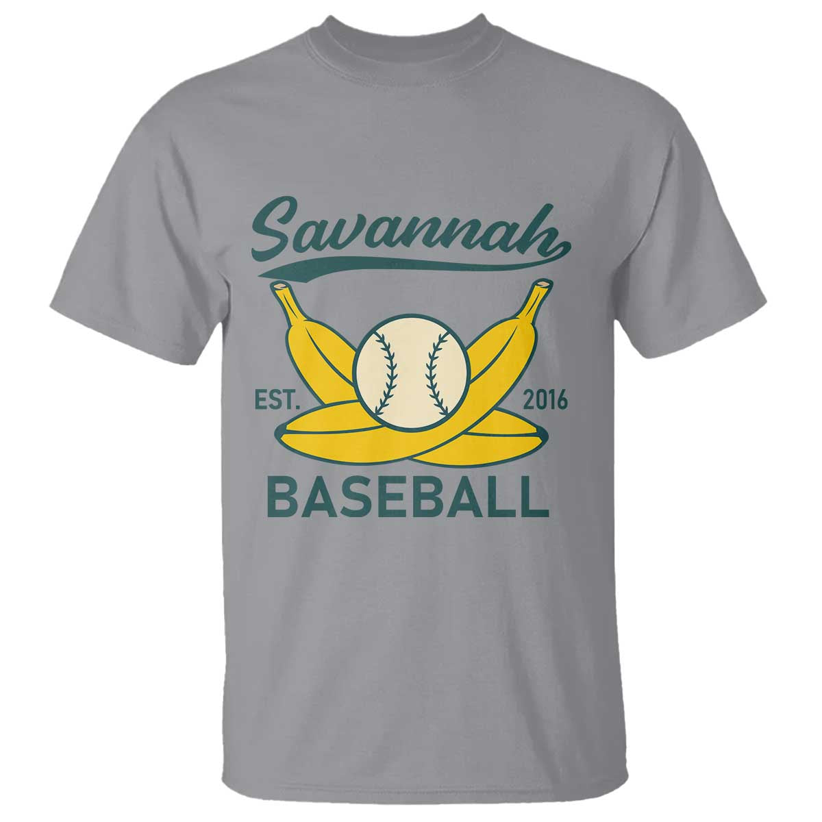 Retro Savannah Baseball Est. 2016 T Shirt Funny Banana and Ball Vintage Sports TS02 Sport Gray Print Your Wear