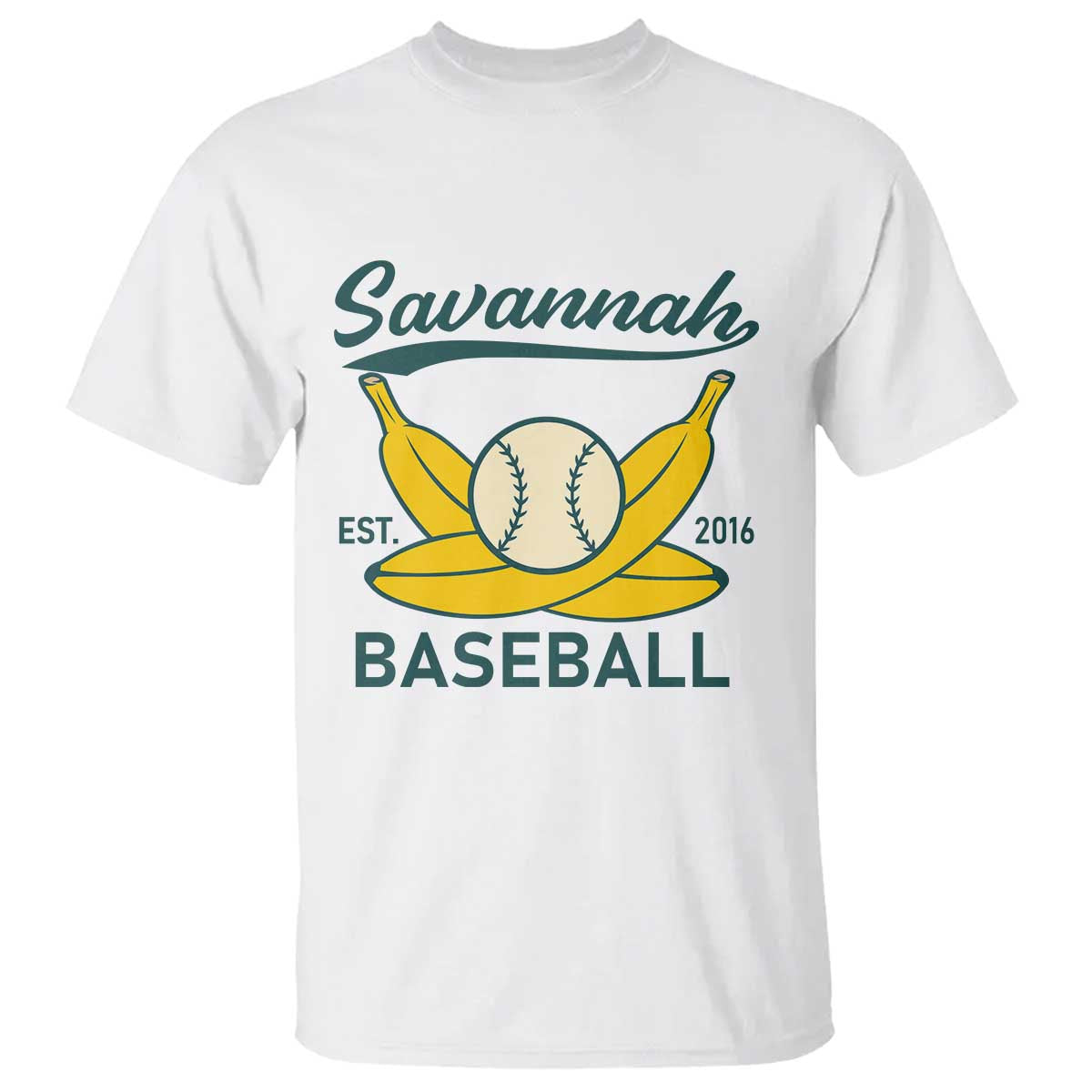 Retro Savannah Baseball Est. 2016 T Shirt Funny Banana and Ball Vintage Sports TS02 White Print Your Wear