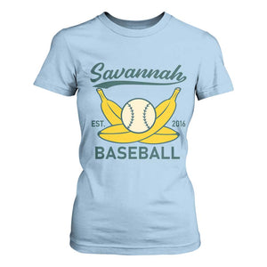 Retro Savannah Baseball Est. 2016 T Shirt For Women Funny Banana and Ball Vintage Sports TS02 Light Blue Print Your Wear
