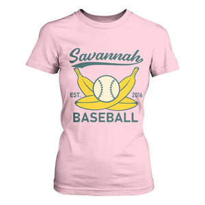 Retro Savannah Baseball Est. 2016 T Shirt For Women Funny Banana and Ball Vintage Sports TS02 Light Pink Print Your Wear